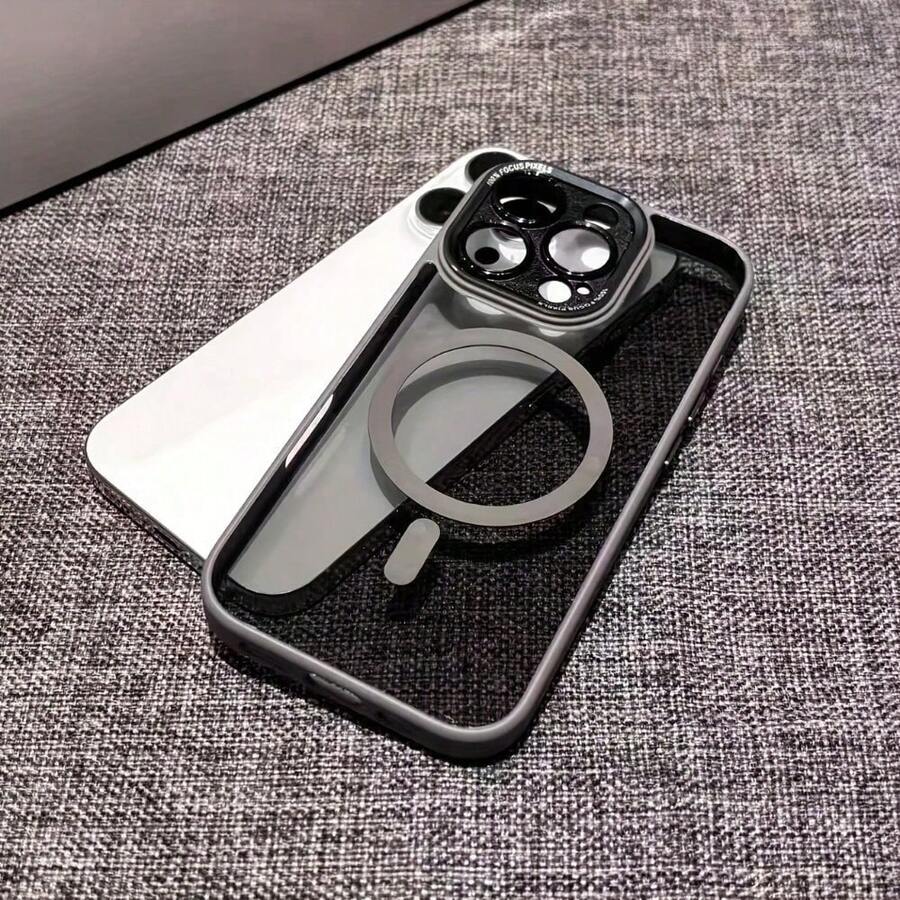Golden Shield Magnetic Shell, Suitable For Iphone17/17 AIR/17 Pro/17 Pro Max/16/16 Pro/16 Plus/16 Pro Max/15/15 Pro/15 Plus/15 Pro Max/14/14 Plus/14 Pro/14 Pro Max/13/13 Pro/13 Pro Max/12/12 Pro/12 Pro Max/11  The Magnetic Phone Case Is Made Of Acrylic On The Back Panel And TPU On The Edges. It Has A Beautiful Installation And Comes With A Metal Camera Ring, Which Is Anti Fingerprint, Precise Hole Opening, And Prevents Yellowing. It Is Also Extremely Thin. - 灰色 - 查看 1