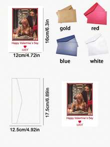 A Set Of Customized Valentine's Day Heart-Shaped Photo Greeting Cards To Wish You A "Happy Valentine's Day," Including Editable Photos, Text Messages, Printable Detail Cards, Valentine's Day Commemorative Cards, Attachment Cards, And Editable Templates. A Personalized Gift For Your Wife, Lover, Or Sweetheart, Perfectly Paired With Flowers. - Multicolor - View 2