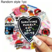随机款式耐用哑光PET贴纸，适用于装饰笔记本电脑、水瓶、笔记本，耐用防水趣味文具配件 - 多色1 - 查看 10
