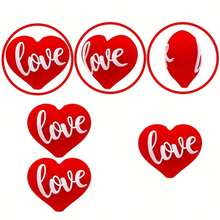 6pcs Valentine's Day 3D Heart Silicone Bead Set - Ideal For DIY Jewelry Making, Pens, Necklaces And Keychains - Colorful Craft Gift Spacer Bead Kit, Silicone Character Beads - Red - View 6