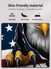 男士平角内裤 1 件装 - 美国国旗和白头鹰爱国印花内裤，适合 7 月 4 日国庆节穿着及日常爱国风格 - 黑色 - 查看 5