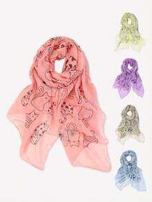 1条新款时尚简约猫咪五角星图案围巾，适合春夏佩戴