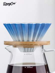 Dengcoo 1 chiếc cốc nhỏ giọt hình nón bằng gốm, cốc lọc cà phê kiểu gradient, dụng cụ pha cà phê rót thủ công kèm giá đỡ, phễu, cốc lọc bánh, phụ kiện pha cà phê, đồ dùng học tập - Cốc lọc bằng gốm - Xem 6
