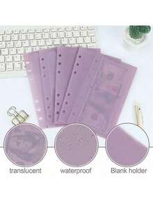 5pcs A6 Loose Leaf Binder Divider Pockets, Left Open Index Pages, Can Store Receipts/Cash/Bills, Waterproof PP Material Organizer Bags, Back To School Essential - Multicolor - View 2