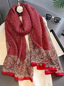 1pc Classic Cashew Print Long Scarf, Vintage Travel Shawl/Hijab