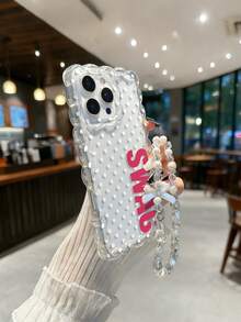 编织波浪边极简高端TPU波点字母彩绘防摔手机壳，配装饰串珠手链，兼容 17 Pro/17 Air/17/17 Pro Max、16/11/16 Pro/16 Plus/16 Pro Max/16 E/15 Pro Max/13/14/12/XS/XR/7G/8 Plus/XR/7/8，彩绘款适用于 15 Pro Max、13、14，软壳P12防摔X，编织波浪边12/14彩绘TPU防摔软壳 - 彩色 - 查看 3