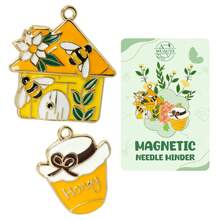 2 Sets Cute Bee Magnetic Needle Holder, Sewing Organizer, Embroidery Accessories - Yellow - View 3
