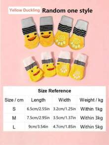4 Pairs Cute Pet Socks, Includes: Duck Socks, Anti-Slip Dog Socks, Dog Shoes, Dog Paw Protectors, Comfortable & Warm Pet Supplies - Multicolor - View 14