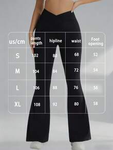 Women V Shaped Cross Waistband Yoga Legging Flare Leg For Women High Waisted Bootcut Yoga Pants Wide Leg Yoga Pants Stretchy Work Pants For Workout Athletic Running Cycling Yoga Pickleball Exercise Casual - 黑色 - 查看 2