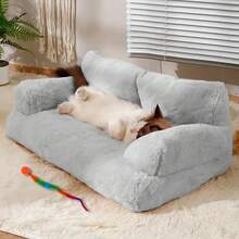 Thick Plush Pet Bed Sofa, Soft And Warm, Suitable For Dogs And Cats To Sleep, Easy To Clean Dog Bed And Cat Bed, Non-Slip Design - Light Grey - View 2