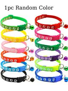 Adjustable Rainbow Cute Bell Collar With Paw Print Pattern, Suitable For Cats - Multicolor - View 22