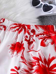 2件套 少女碎花吊带背心+阔腿裤，春夏款 - 紅白色 - 查看 8