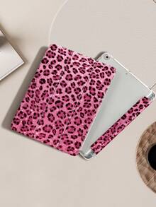 Pink Fine Sparkling Leopard Print IPad Case Compatible With IPad Air 4/5 10.9 Inch, IPad 7/8/9th 10.2 Inch, Built-In Pencil Slot Compatible With Samsung Tab S6 10.4 Inch, Tab A7 Lite 8.7 Inch, Ins Style Leather Case, Back To School, Valentine's Day, New Year Gift