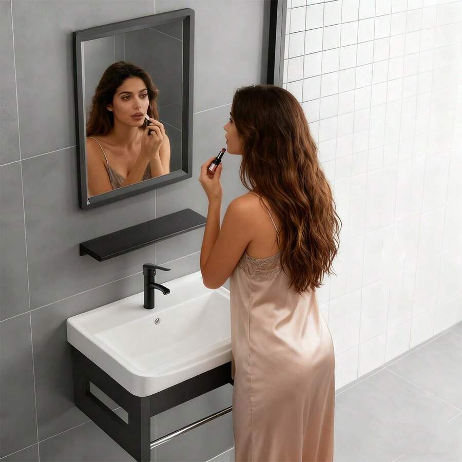 Mueble Integral Baño con Espejo y Almacenaje | Apartamentos Pequeños | Mueble Baño Compacto | Fácil Instalar - Multicolor - Ver 1