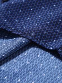 Men's Shirt, Fashionable Minimalist Printed Button-Up Shirt, Suitable For Spring And Autumn - Blue - View 6