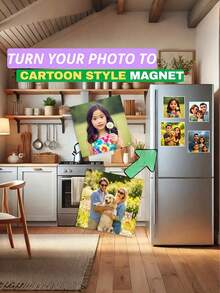 定制卡通照片冰箱贴 - 个性化家居装饰、家庭相册、婚礼纪念品、旅行纪念品、生日礼物、情人节礼物、冰箱贴 - 彩色 - 查看 2