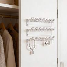 3件套壁挂式首饰收纳架，带8个挂钩，可收纳项链、手链和耳环 - 附带展示支架