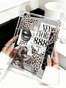 The Pattern Of Leopard-Print Stars Tablet Case Compatible With IPad Air 11-Inch M3 2025 / M2 2024, IPad Air 5th Generation 2022 , IPad (A16) 11 Inch 11th Generation 2025,Compatible With Samsung Galaxy Tab,Kindle Paperwhite 12th Gen 2024, Clear Back ,Fashion Pattern Protective Case,Automatic Sleep And Wake-Up Function, Airbag Protection, Suitable For Gifts And Office Use - Multicolor - View 5
