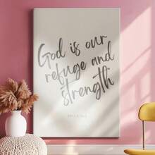 1pc Minimalist Motivational Wall Art, Inspirational Quote, Girl Apartment Artwork Framed Wall Art, Wrapped Canvas Poster Vintage Prints, God Is Our Refuge And Strength. - Minimalist, Minimalist, Modern, Graphic Design Style, Home Living Room Bedroom Ofice Wall Decor, Birthday Party Decor, Hanging Hardware Included - Wrapped Framed Canvas, Vertical - Lienzo enmarcado - Ver 2