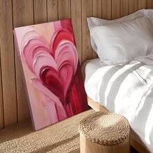 1pc Framed Wall Art, Wrapped Canvas Poster Vintage Prints, Valentine Pink, Heart Shape, Abstract Design, Paint Texture - Abstract, Abstract Art, Creative Interpretation, Smooth Texture Style, Perfect Gift Decor, Wall Art for Living Room Bedroom Office, Hanging Hardware Included - Wrapped Framed Canvas, Vertical - Lienzo enmarcado - Ver 8