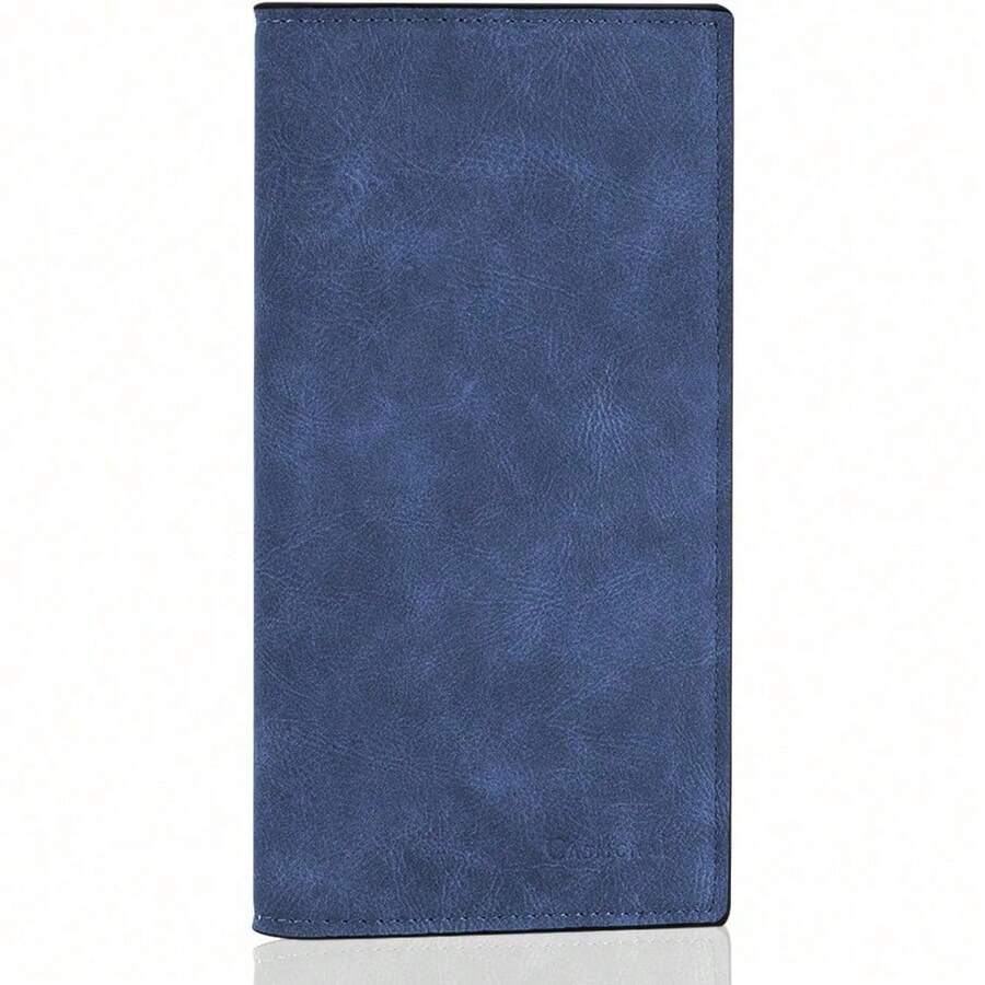 Premium Leather Checkbook Cover For Men And Women Checkbook Holder Wallet RFID Blocking - 藏蓝色 - 查看 1