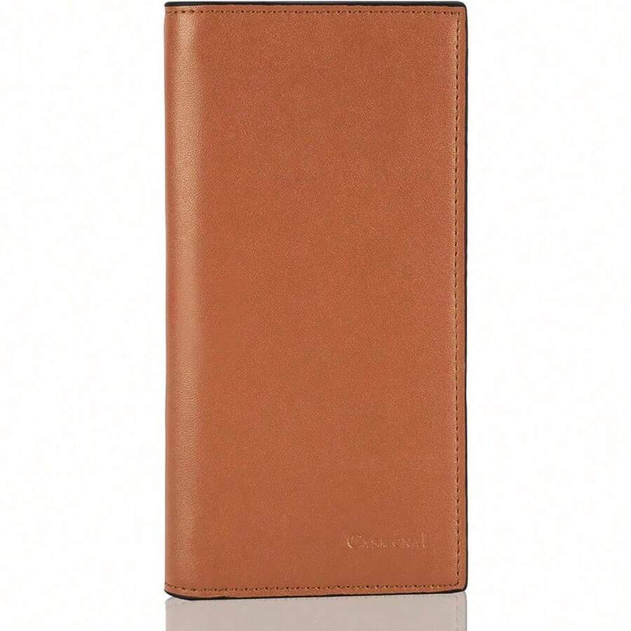 Premium Leather Checkbook Cover For Men And Women Checkbook Holder Wallet RFID Blocking - 布朗上 - 查看 1