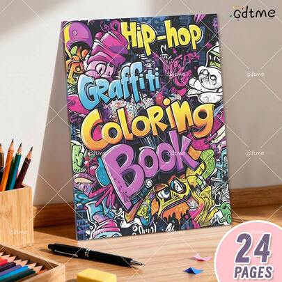 GDTME 1pc Adult Painting And Coloring Book, Hip-Hop Graffiti-Themed Colouring Book, Featuring Various Beautiful Butterfly Patterns, A Relaxing And Wonderful Colouring Book, Suitable For Back-To-School Season, Ramadan, Valentine's Day, Easter, Halloween, Christmas And Other Festive Gatherings, Perfect As A Birthday Gift For Family And Friends, New Year Party Gift, Exquisite Colouring Book Gift, Artistic Cover Design, Detailed Illustrations