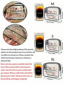 Bolsa de tocador de PVC con estampado de letras de bocadillo de emergencia, bolsa organizadora de viaje de PVC con cierre de cremallera - Bolsa de cosméticos/maquillaje ligera y resistente a la decoloración, adecuada para mujeres y niñas, estuche de maquillaje portátil aprobado por la TSA, fácil de limpiar, puede ser un regalo de bolsa de maquillaje para madre, maestra, amiga, enfermera, también adecuado como bolsa esencial de viaje, útiles escolares, bolsa de tocador impermeable, bolsa de cosméticos de gran capacidad