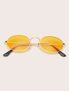 1 Pair Men's Gold Round Metal Frame Retro Personalized Small Frame Fashion Fashion Glasses - Gold - View 4