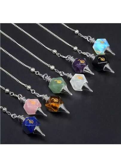 1pc Square Power Symbol Pendant, Crystal Stone With Reiki Symbols For Meditation, DIY Bracelet & Necklace Accessory