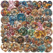 Transparent Vintage Gear Wheel Stickers For Scrapbooking PET Gear Stickers Vintage Craft Colorful For Journaling Scrapbooking Clear Flower Decals (Gold) - Gold - View 7