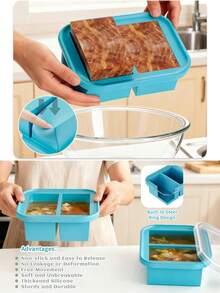 Bandeja de congelador de silicona con tapa, molde para congelar sopa, bandeja de cubitos de hielo de silicona extra grande, recipiente de almacenamiento de alimentos para congelar y almacenar sopas, caldos, salsas y sobras, recipiente reutilizable para preparación de comidas - Multicolor - Ver 9