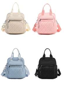 Women's Fashion Backpack With Embroidered Letter Decor, Hand-Carry, One Shoulder And Crossbody Options, Suitable For Travel, Shopping, Parties And School - Blue - View 1
