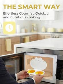 2pcs Microwave Egg Cooker/Poacher. Non-Electric, Heat-Resistant PP Plastic Material, Double-Layer Egg Cups With Heat-Insulating Base, Space-Saving Breakfast Cooking Tool, Suitable For Home, Office, And Dorm Use - Easy To Clean Kitchen Gadget, With Sturdy Handle And Durable Cookware.