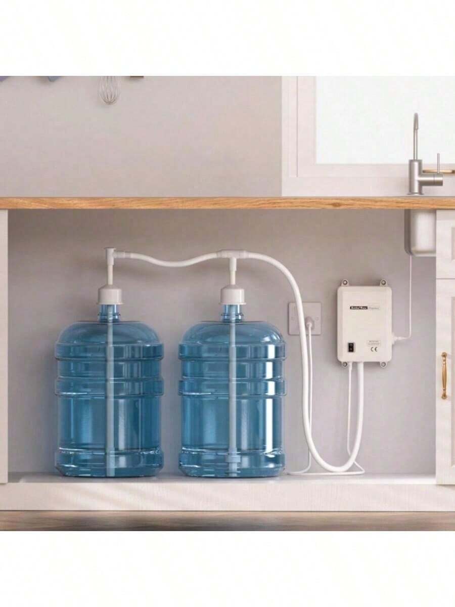 Bottled Water Dispenser Pump System, 2x5 Gallon Dispensing System, Automatic Electric Water Dispenser, Double-Pipe Water Jug Pump, Compatible Use With Coffee/Tea Machine, Refrigerator, Ice Maker - White - View 1