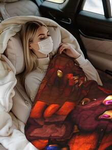 Pizza Nightat Fre-Ddy Soft Flannel Throw Blanket Cozy Plush Fuzzy Fleece Blanket For Sofa Bed Couch Camping Travel All Season Gift - màu đen - Xem 5