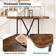 COSTWAY Console Table, 100 Cm Rectangular Entryway Table With Geometric Metal Frame, Industrial Sofa Table Behind Couch, Foyer Table Accent Table For Living Room, Hallway, Entrance, Small Space, Rustic Brown - Brown - View 3