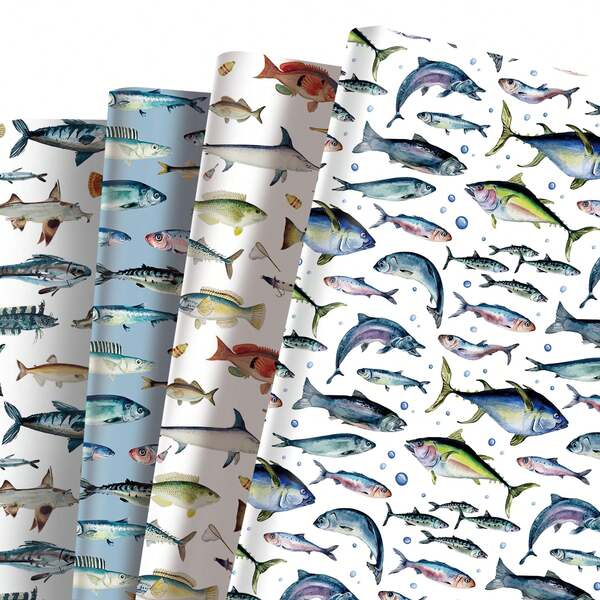 Fish Pattern Gift Wrapping Paper, Suitable For Various Festivals