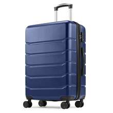 Bộ 3 vali cứng ABS nhẹ, có bánh xe xoay mở rộng và khóa TSA, kích thước 20/24/28 inch (ký gửi và xách tay), túi du lịch, vali đựng quần áo, đồ dùng cần thiết cho du lịch trên tàu biển, kỳ nghỉ. - Màu xanh lam - Xem 3