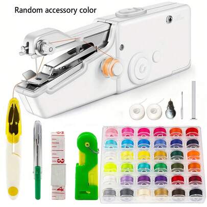 Macchina da cucire portatile - Mini macchina da cucire portatile adatta per principianti e adulti, per cucire velocemente su vestiti, tessuti, fai da te, casa e viaggio (colore casuale)