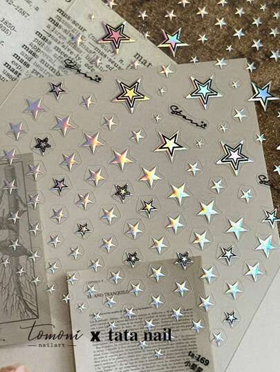 1pc Enchanting Star Love Geometry Pentagram Self Adhesive 5D Nail Decoration Stickers Shining Nail Stickers Nails Nail Supplies