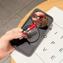 两件套：高档竹制黑色化妆镜 + 带支架的保护性 TPU 手机壳，适用于 6/7/8/X/Xs/XR/XS Max/11/12/13/14/15/16/17 Pro Max，适合作为情侣、女儿、女友、少女的生日和圣诞礼物。 - 黑色 - 查看 4