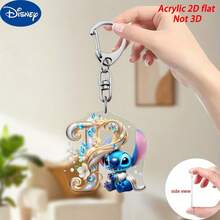 2D平面设计，1个史迪奇蓝色皇冠可爱亚克力钥匙扣，包含26个A-Z字母，字母吊坠，图案钥匙扣，汽车钥匙扣，包包挂饰，圣诞装饰，闺蜜钥匙扣，史迪奇粉丝的理想礼物，情人节礼物，节日礼物，假日装饰，家居装饰，包包配件，送给母亲、父亲、毕业生和老师的礼物 - 彩色 - 查看 16