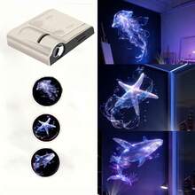 1个LED海洋元素投影灯，电池供电（无需电池），营造浪漫卧室氛围和星空海洋效果，明亮的LED投影灯可用于房间装饰和氛围营造 - 创意夜灯，适合作为生日礼物或情人节派对背景、摄影背景、家庭氛围、装饰照明、情调照明，经久耐用，USB供电，摄影师礼品购买者 - 米黃色 - 查看 4