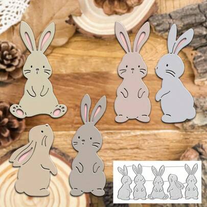 1 st. metallform för söt kanin - mångsidiga DIY-verktyg, gratulationskort, heminredning, hållbara hantverksverktyg, scrapbookingtillbehör
