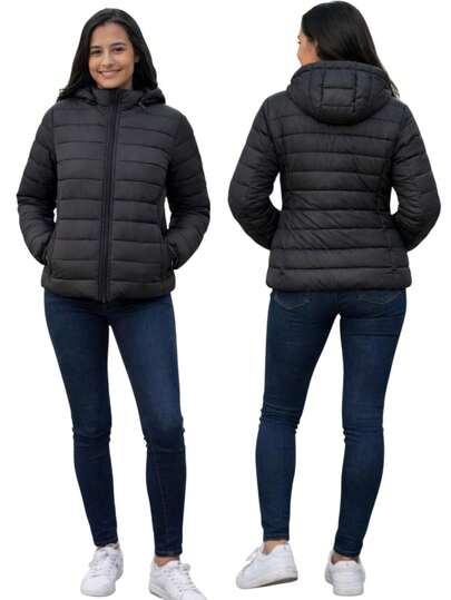 Jaqueta Puffer Feminina Básica – Leve, Confortável e Sem Forro de Pelo