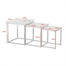 Set Of 3 Nesting Coffee Tables For Living Room, Nest Of 3 Nested Tables Sofa Side Table Coffee Table End Tables Space Saving - White - View 3