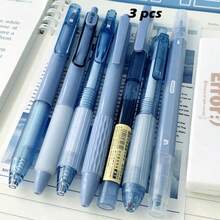 3pcs/Set Random Style ST Ballpoint Pens, Liquid Ink Pens, Assorted Combination Set For Students, Quick-Drying Pens, Black Ink