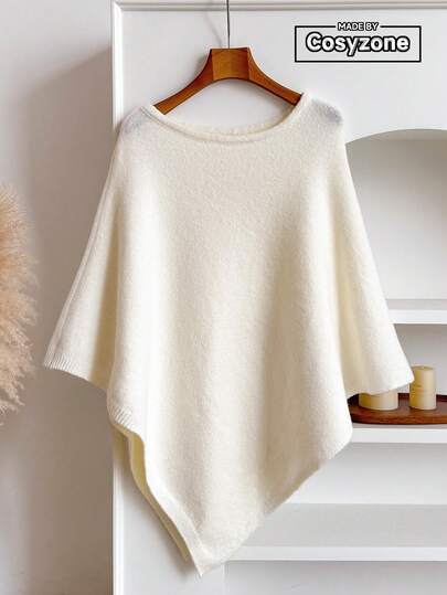 1pc Minimalist High-End Solid Color Knitted Poncho Shawl For Women, Bohemian Style Fashion Versatile Warm Accessory Shawl, Elegant Elegant Cloak Shawl Suitable For Daily Wear, Great Gift For Women