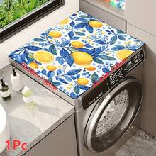 1件复古柠檬图案印花洗衣机防尘垫，橡胶软底，洗衣房配件，洗衣机顶部保护垫，速干，冰箱防尘罩，咖啡机台面吸水垫，硅藻土沥水垫，现代洗衣房和厨房电器洗衣机和烘干机防尘罩，家居装饰，厨房和餐厅装饰